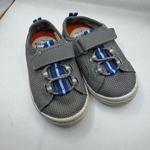 Sperry Gray and Blue Toddler 5 Boys Velcro Sneakers with Breathable Mesh